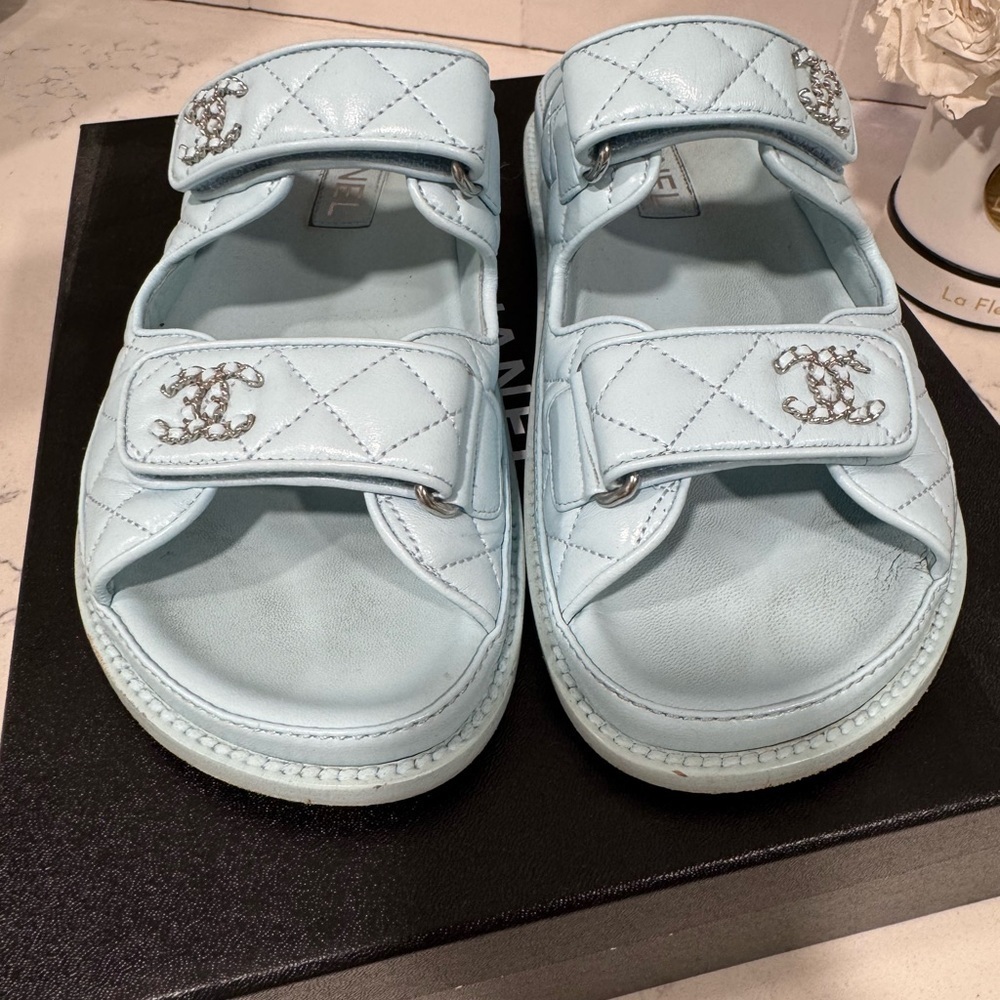 Chanel Blue Quilted Sandals 37 - Picture 12 of 12
